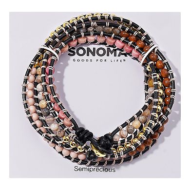 Sonoma Goods For Life® Gold Tone Pink Faux Leather Beaded Bracelet