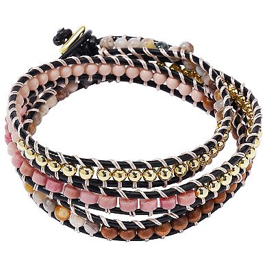 Sonoma Goods For Life® Gold Tone Pink Faux Leather Beaded Bracelet