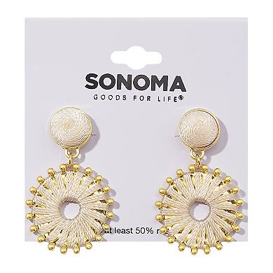 Sonoma Goods For Life® Gold Tone Cream Thread Wrapped Double Drop Earrings