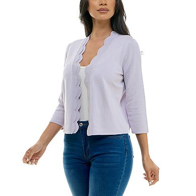 Women's Nina Leonard Scallop Hem Bolero Cardigan