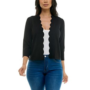 Women's Nina Leonard Scallop Hem Bolero Cardigan