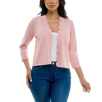 Women's Nina Leonard Scallop Hem Bolero Cardigan