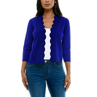 Women's Nina Leonard Scallop Hem Bolero Cardigan