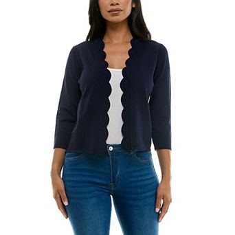 Women's Nina Leonard Scallop Hem Bolero Cardigan