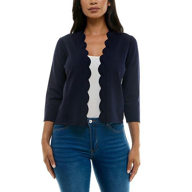 Women's Nina Leonard Scallop Hem Bolero Cardigan