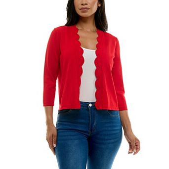 Women's Nina Leonard Scallop Hem Bolero Cardigan