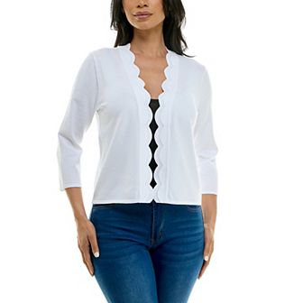 Women's Nina Leonard Scallop Hem Bolero Cardigan