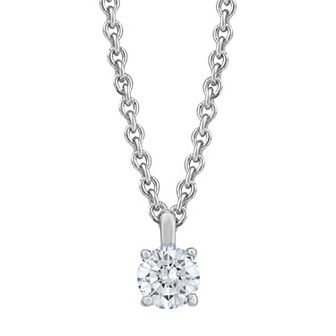 Diamond Medley 14k White Gold 1/10 Carat T.W. Lab-Grown Diamond Round Solitaire Pendant Necklace