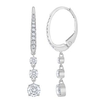 Galaxie Solaire 14k White Gold 2 Carat T.W. Lab-Grown Diamond Graduated Leverback Earrings