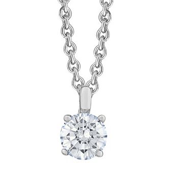 Galaxie Solaire 14k White Gold 1/6 Carat T.W. Lab-Grown Diamond Round Solitaire Pendant Necklace
