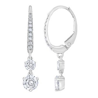 Diamond Medley 14k White Gold 1 Carat T.W. Lab-Grown Diamond Leverback Drop Earrings