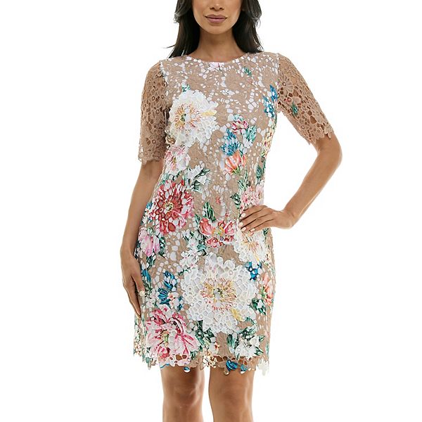 Floral Lace Sleeveless Mini Sheath Dress main image 0