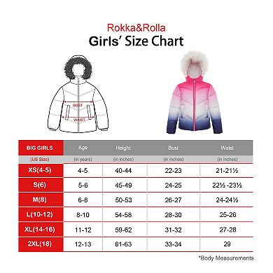 Girls' Rokka&Rolla Puffer Jacket Bubble Coat