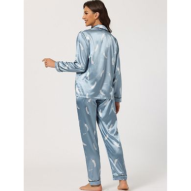 Women's Pajama Sleep Shirt Nightwear Sleepwear Lounge Satin Pj Sets