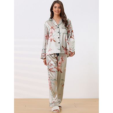 Women's Pajama Sleep Shirt Nightwear Sleepwear Lounge Satin Pj Sets