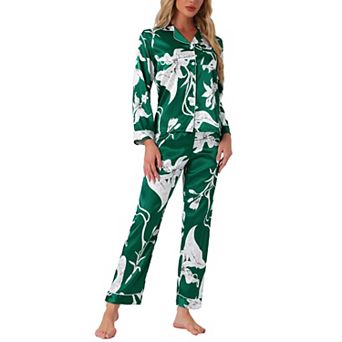Women's Pajama Sleep Shirt Nightwear Sleepwear Lounge Satin Pj Sets