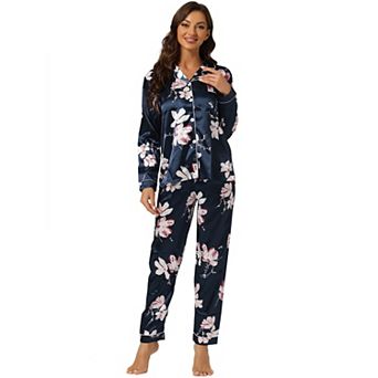 Women's Pajama Sleep Shirt Nightwear Sleepwear Lounge Satin Pj Sets
