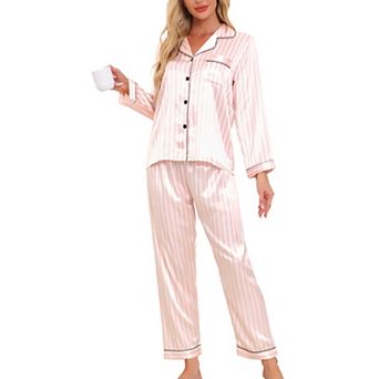 Women's Pajama Sleep Shirt Nightwear Sleepwear Lounge Satin Pj Sets
