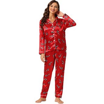 Women's Pajama Sleep Shirt Nightwear Sleepwear Lounge Satin Pj Sets