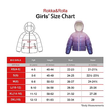 Girls' Rokka&Rolla Heavyweight Puffer Jacket Sherpa Lined