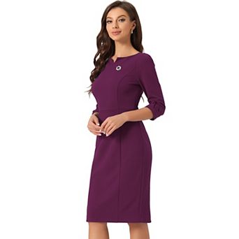 Midi Dresses For Women 3/4 Sleeve Sweetheart Neck Slim Fit Work Pencil Dress