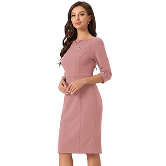 Midi Dresses For Women 3/4 Sleeve Sweetheart Neck Slim Fit Work Pencil Dress