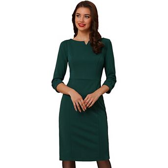 Midi Dresses For Women 3/4 Sleeve Sweetheart Neck Slim Fit Work Pencil Dress