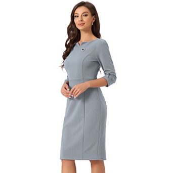 Midi Dresses For Women 3/4 Sleeve Sweetheart Neck Slim Fit Work Pencil Dress