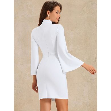 Pencil Dress for Women Business Split Sleeve Slim Fit Mini Bodycon Dress