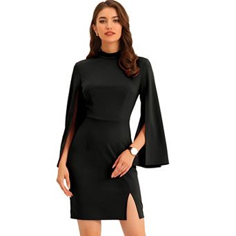 Pencil Dress for Women Business Split Sleeve Slim Fit Mini Bodycon Dress