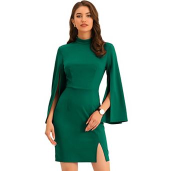 Pencil Dress for Women Business Split Sleeve Slim Fit Mini Bodycon Dress