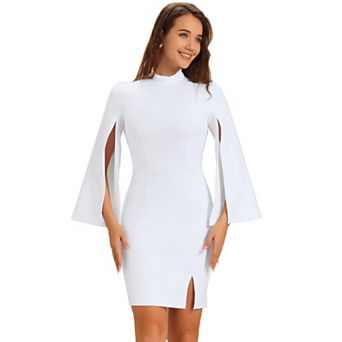 Pencil Dress for Women Business Split Sleeve Slim Fit Mini Bodycon Dress
