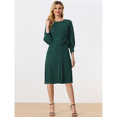 casual knit dresses Womens Long Sleeve Mini Dress Fall Ribbed Crew Neck Pleated Swing Sweater Here you can have more choices Buy Women's Dresses Smart Casual