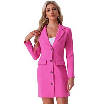 Women's Casual Blazer Dress Notched Lapel Collar Office Work Dresses