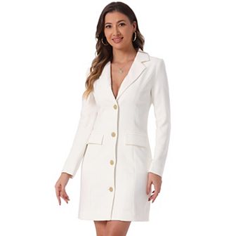 Women's Casual Blazer Dress Notched Lapel Collar Office Work Dresses