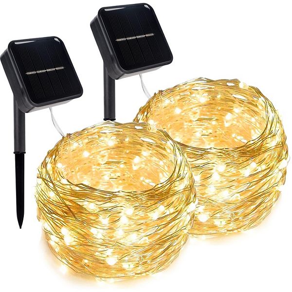 Solar Fairy Lights Outdoor LED Solar Powered String Lights - 2 Pack