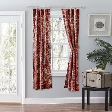 Lexington Leaf Printed on Colored Ground High Quality Curtain Pair with Ties