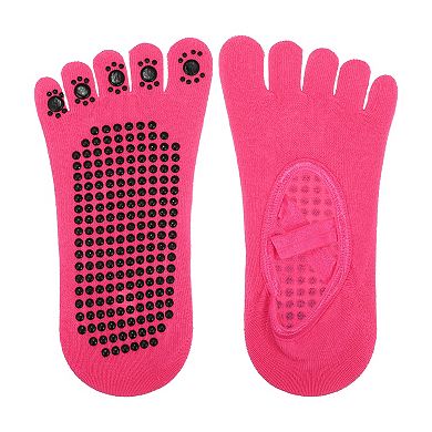 3 Pair Yoga Socks Five Toe Socks Ballet Socks with Grips for Women Light Purple