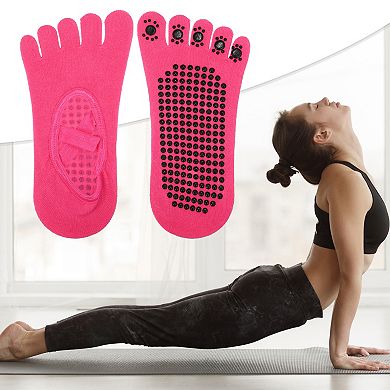 3 Pair Yoga Socks Five Toe Socks Ballet Socks with Grips for Women Light Purple