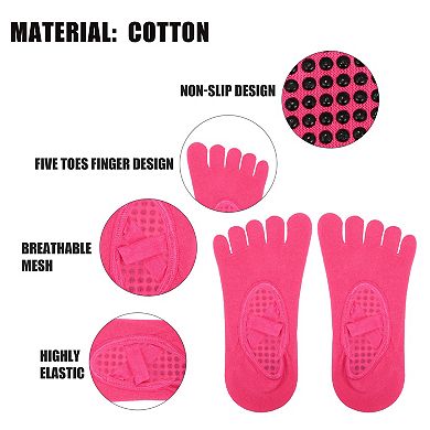 3 Pair Yoga Socks Five Toe Socks Ballet Socks with Grips for Women Light Purple