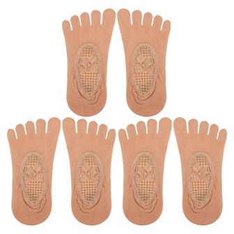 3 Pair Yoga Socks Five Toe Socks Ballet Socks with Grips for Women Black