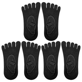 3 Pair Yoga Socks Five Toe Socks Ballet Socks with Grips for Women Black