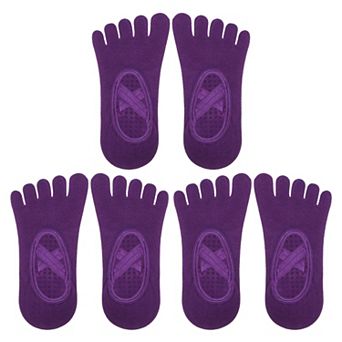 3 Pair Yoga Socks Five Toe Socks Ballet Socks with Grips for Women Black