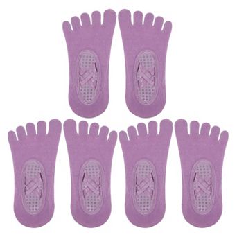 3 Pair Yoga Socks Five Toe Socks Ballet Socks with Grips for Women Light Gray