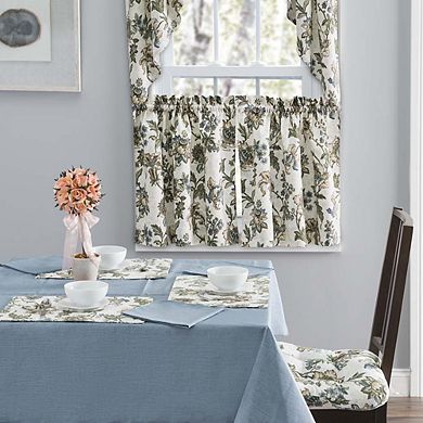 Madison Floral Design Printed Tailored Curtain Swag 1.5" Rod Pocket 56" x 36" Blue