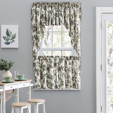 Madison Floral Design Printed Tailored Curtain Swag 1.5" Rod Pocket 56" x 36" Blue