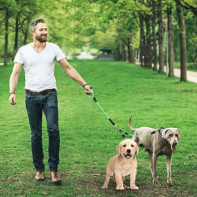 Reflective Double Dogs Leash, 57.1x0.3'', No-Tangle, Padded Handle, Control 2 Dogs with Ease