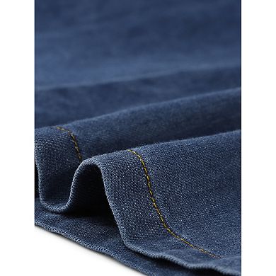 Denim Shirt Dress for Women's Button Down Long Sleeve Belted Classic Jean Dresses