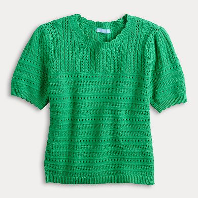 Women's Draper James Short Sleeve Pointelle Sweater