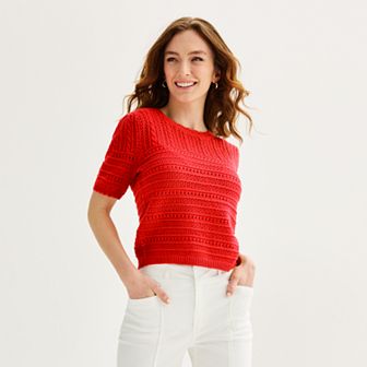 Women's Draper James Short Sleeve Pointelle Sweater
